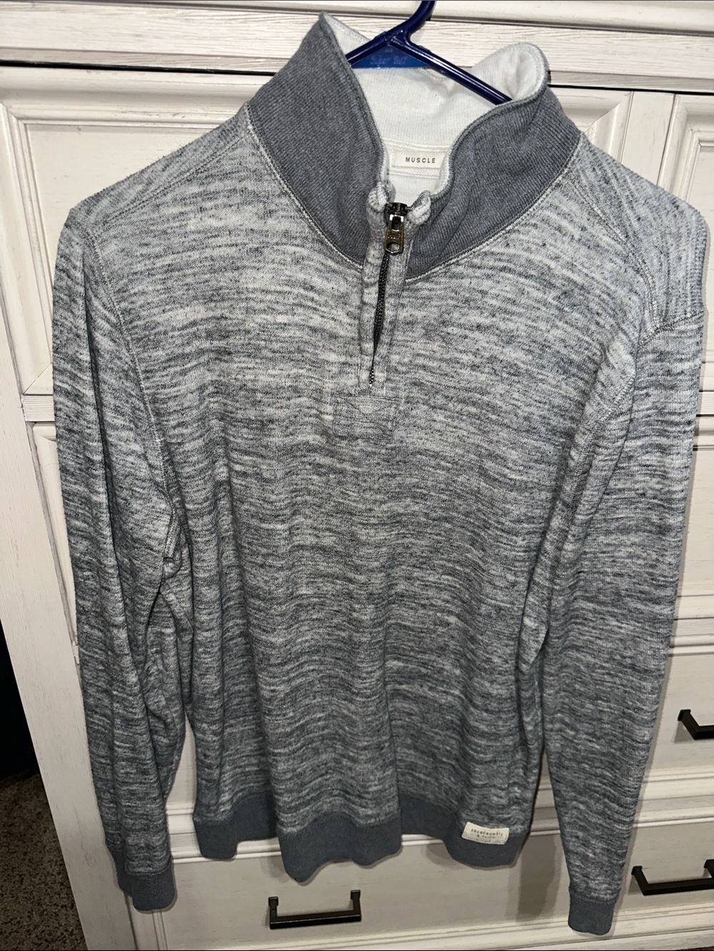 Men's Gray Quarter-Zip Sweater - Abercrombie & Fitch Size Large